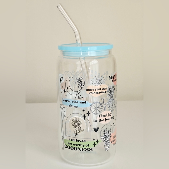 Daily Reminders 16oz Clear Beer Can Glass Cup - Picture 2 of 4